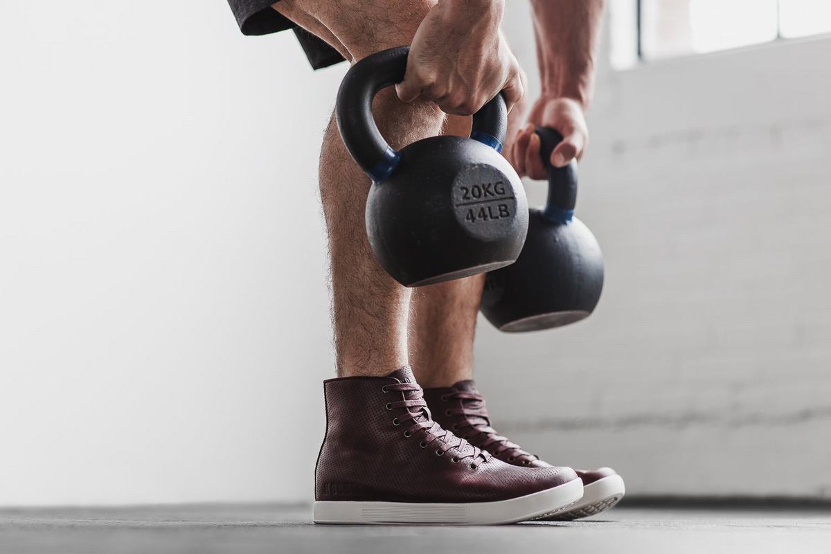 Nobull High-Top Leather Men's Trainers Burgundy | Australia (UY1496)